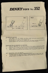 Dinky toys 352 ed straker's car gg751 leaflet