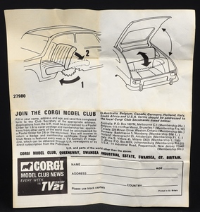 Corgi toys 260 renault 16 gg858 leaflet