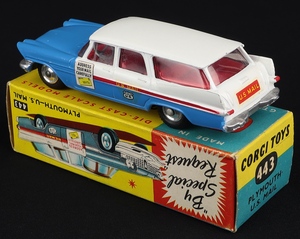 Corgi toys 443 plymouth us mail hh82 back