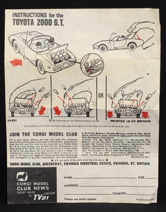Corgi toys 336 james bond's toyota b668 leaflet
