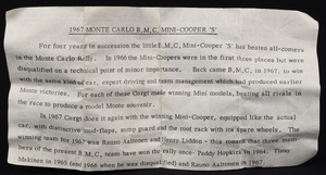 Corgi toys 339 monte carlo mini cooper s roof rack jj166 leaflet