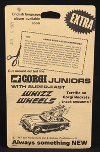 Corgi junior 1001 james bond aston martin jj532 back