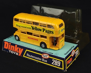 Dinky toys 289 routemaster bus yellow  pages jj602 back