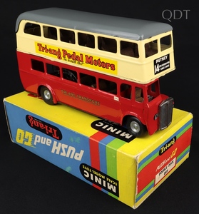 Tri ang minic 60m push go double deck bus jj877 front