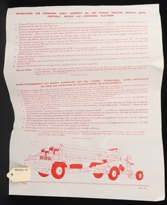 Dinky supertoys 666 missile erecting vehicle corporal missile launching platform kk50 leaflet