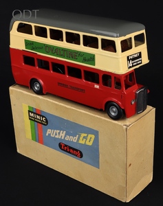 Tri ang minic 52m push & go double decker bus kk101 front