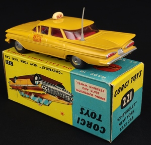 Corgi toys 221 chevrolet new york taxi cab back