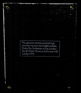 Dinky commemorative plate jubilee kk827 back