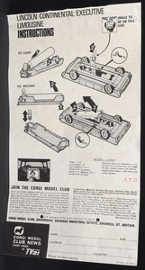 Corgi toys 262 lincoln continental kk837 leaflet